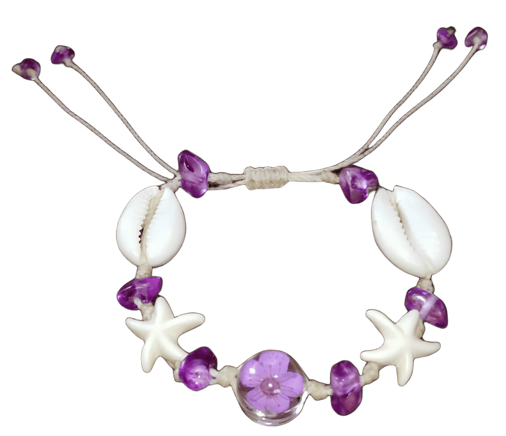 🌸 Pulseira Ametista do Mar — Serenidade e Encanto da Natureza